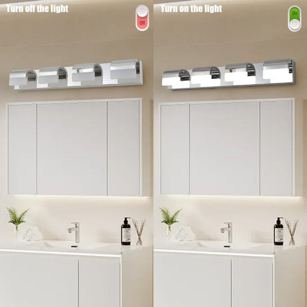 English Elm Same Chrome LED Vanity Bar 4 Light Frosted Acrylic Bath Wall Fixture Modern Style W1340P206822