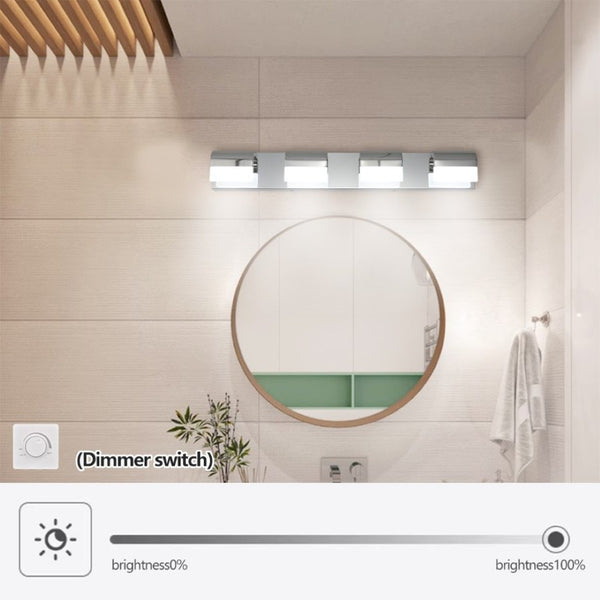 English Elm Same Chrome LED Vanity Bar 4 Light Frosted Acrylic Bath Wall Fixture Modern Style W1340P206822