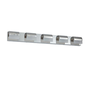 English Elm Same Modern 5 Light LED Vanity Bar Stainless Steel Acrylic Shades Over Bath Mirror W1340P206823