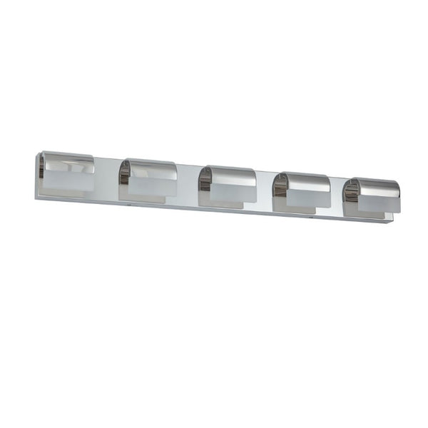 English Elm Same Modern 5 Light LED Vanity Bar Stainless Steel Acrylic Shades Over Bath Mirror W1340P206823