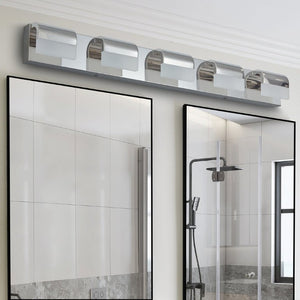 English Elm Same Modern 5 Light LED Vanity Bar Stainless Steel Acrylic Shades Over Bath Mirror W1340P206823