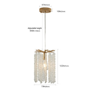 English Elm Luxury Crystal Waterfall Pendant Set of Three Gold Iron Frame Kitchen Island Lights W1340P208482
