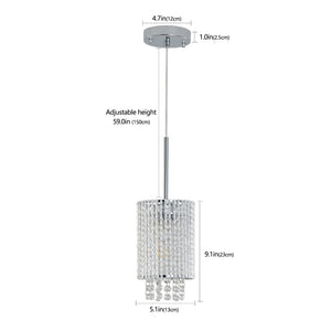English Elm 5" Crystal Bead Chrome Pendant Set of Three for Kitchen Island or Dining Room W1340P208485