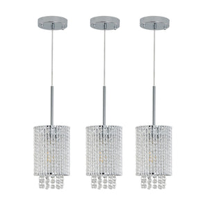 English Elm 5" Crystal Bead Chrome Pendant Set of Three for Kitchen Island or Dining Room W1340P208485