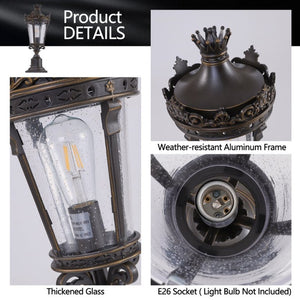 English Elm 22(H 22\(H Vintage Crown Outdoor Post Lantern Cast Aluminum Clear Glass Porch Garden Light W1340P209952