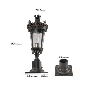 English Elm 22(H 22\(H Vintage Crown Outdoor Post Lantern Cast Aluminum Clear Glass Porch Garden Light W1340P209952