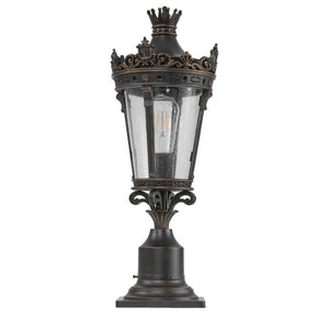 English Elm 22(H 22\(H Vintage Crown Outdoor Post Lantern Cast Aluminum Clear Glass Porch Garden Light W1340P209952