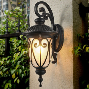English Elm 23(H 23(H) Classic Black Metal Outdoor Wall Lantern Bubble Glass Porch Sconce Weatherproof W1340P239408