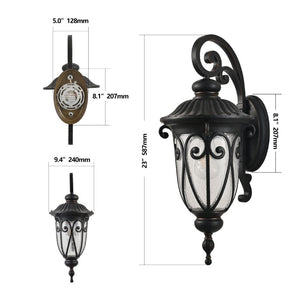 English Elm 23(H 23(H) Classic Black Metal Outdoor Wall Lantern Bubble Glass Porch Sconce Weatherproof W1340P239408