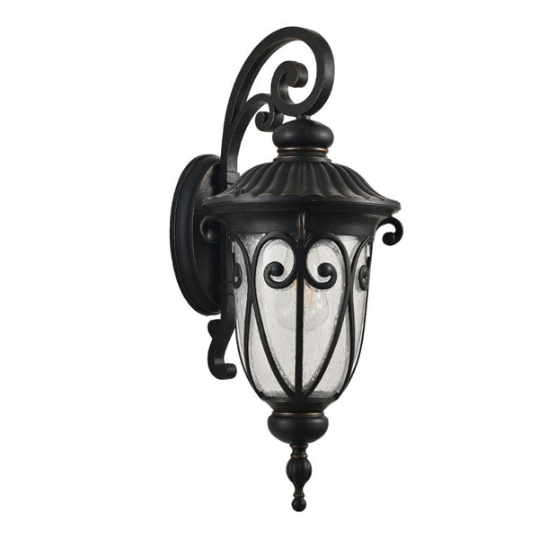 English Elm 23(H 23(H) Classic Black Metal Outdoor Wall Lantern Bubble Glass Porch Sconce Weatherproof W1340P239408