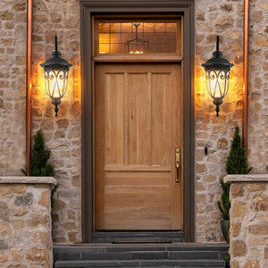 English Elm 23(H 23(H) Classic Black Metal Outdoor Wall Lantern Bubble Glass Porch Sconce Weatherproof W1340P239408