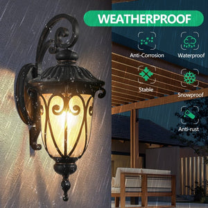 English Elm 23(H 23(H) Classic Black Metal Outdoor Wall Lantern Bubble Glass Porch Sconce Weatherproof W1340P239408