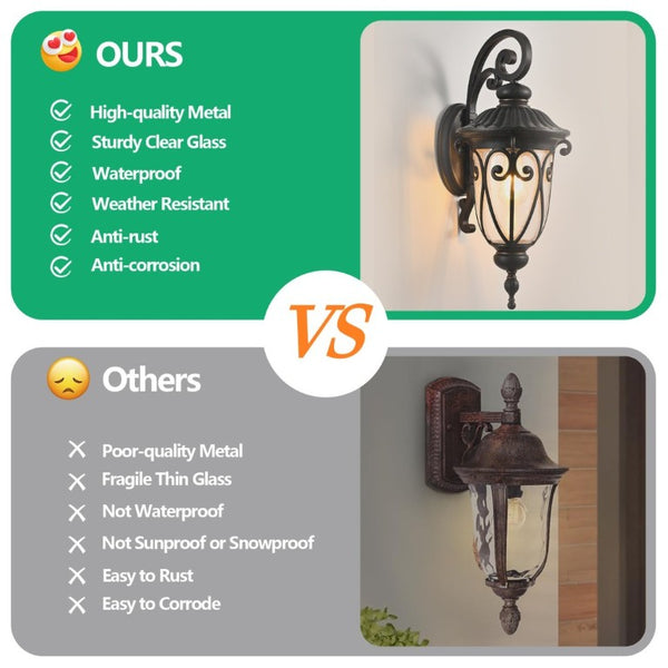 English Elm 23(H 23(H) Classic Black Metal Outdoor Wall Lantern Bubble Glass Porch Sconce Weatherproof W1340P239408