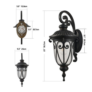English Elm 23(H 23(H) Classic Black Metal Outdoor Wall Lantern Bubble Glass Porch Sconce Weatherproof W1340P239408