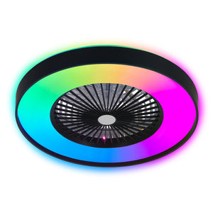 English Elm 23-inch Matte Black Smart Ceiling Fan Rgb Led Light App Controlled Modern Fixture W1340P246416