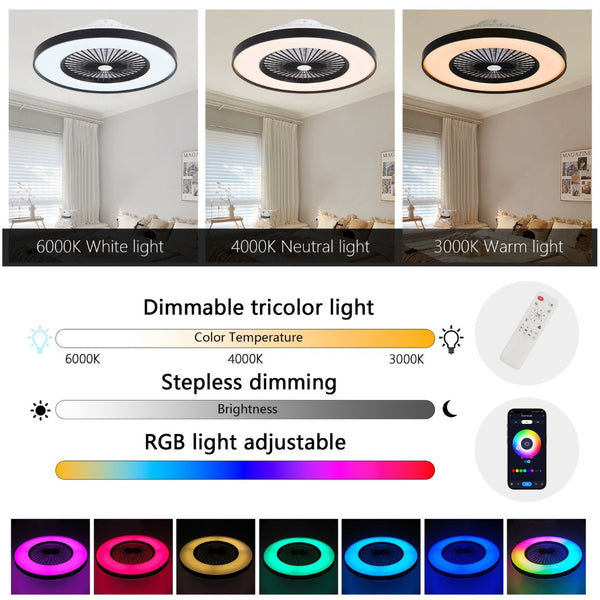English Elm 23-inch Matte Black Smart Ceiling Fan Rgb Led Light App Controlled Modern Fixture W1340P246416