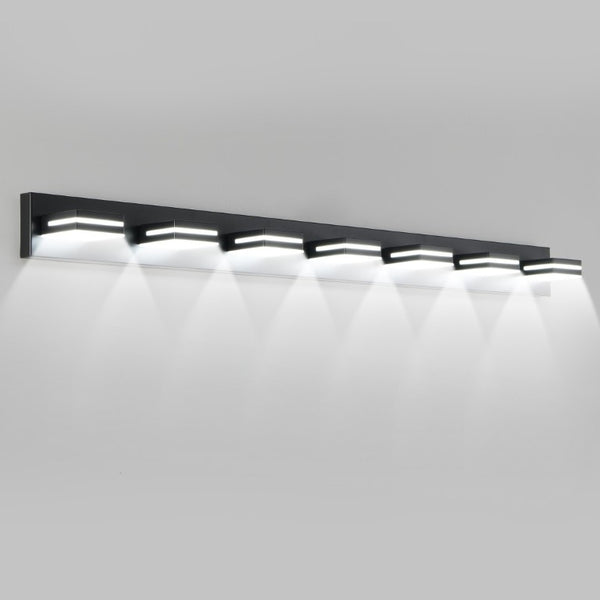 English Elm Modern Matte Black Seven Head LED Bath Sconce Geometric Minimalist Wall Light W1340P248799