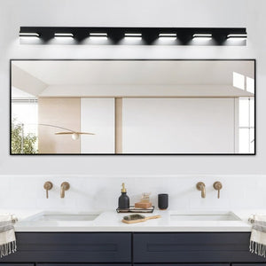 English Elm Modern Matte Black Seven Head LED Bath Sconce Geometric Minimalist Wall Light W1340P248799