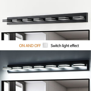 English Elm Modern Matte Black Seven Head LED Bath Sconce Geometric Minimalist Wall Light W1340P248799