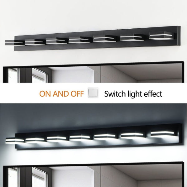 English Elm Modern Matte Black Seven Head LED Bath Sconce Geometric Minimalist Wall Light W1340P248799
