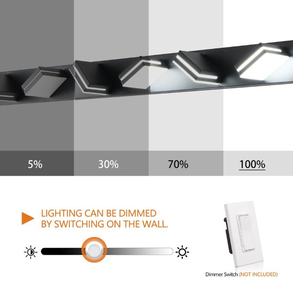 English Elm Modern Matte Black Seven Head LED Bath Sconce Geometric Minimalist Wall Light W1340P248799