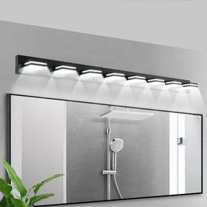 English Elm Modern Matte Black 8 Head LED Vanity Bar Light Sleek Bathroom Wall Fixture W1340P248800