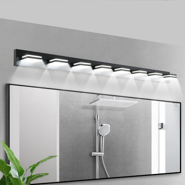 English Elm Modern Matte Black 8 Head LED Vanity Bar Light Sleek Bathroom Wall Fixture W1340P248800