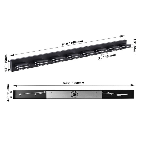 English Elm Modern Matte Black 8 Head LED Vanity Bar Light Sleek Bathroom Wall Fixture W1340P248800