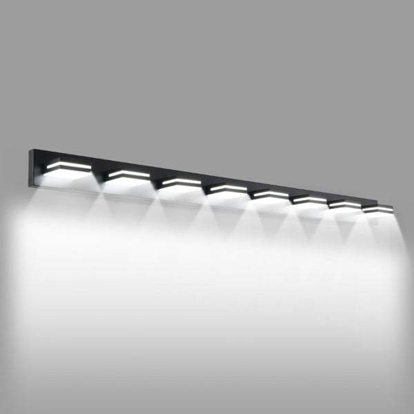 English Elm Modern Matte Black 8 Head LED Vanity Bar Light Sleek Bathroom Wall Fixture W1340P248800