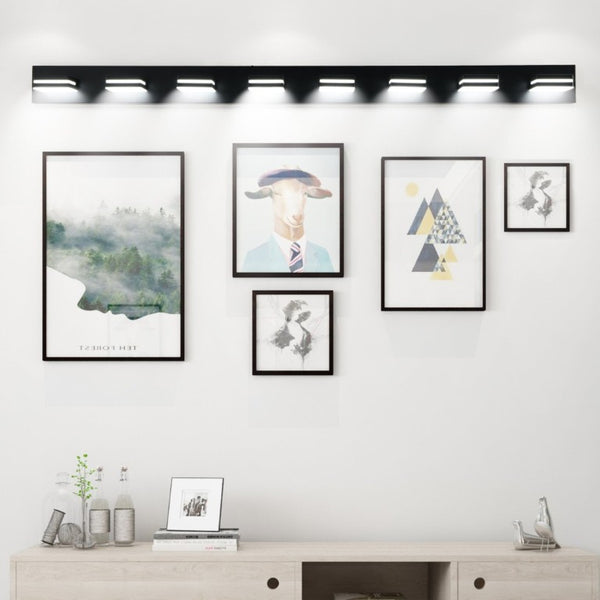English Elm Modern Matte Black 8 Head LED Vanity Bar Light Sleek Bathroom Wall Fixture W1340P248800