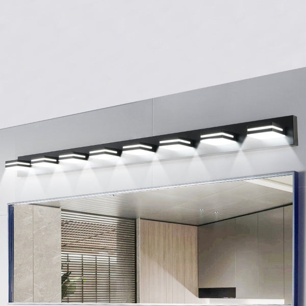 English Elm Modern Matte Black 8 Head LED Vanity Bar Light Sleek Bathroom Wall Fixture W1340P248800