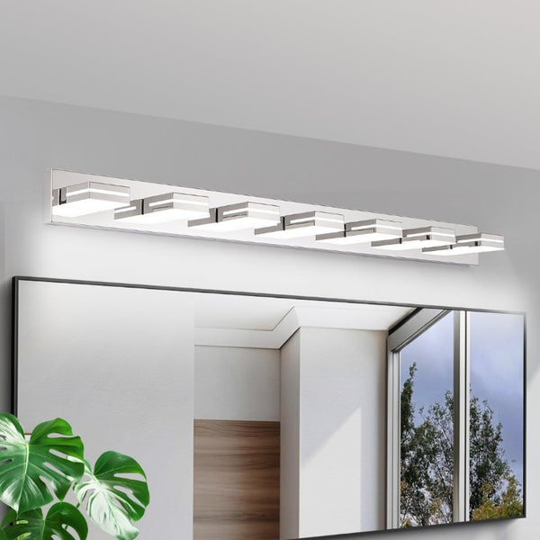 English Elm Modern Chrome Seven Head LED Vanity Light Bar for Bathroom Mirror Illumination W1340P248803