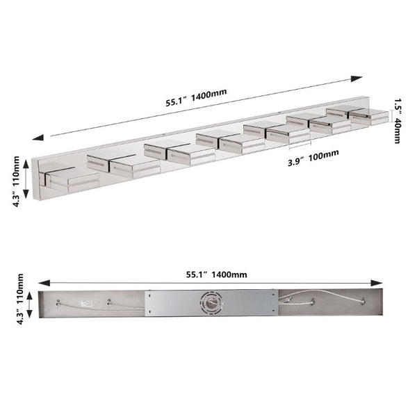 English Elm Modern Chrome Seven Head LED Vanity Light Bar for Bathroom Mirror Illumination W1340P248803