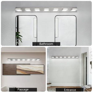 English Elm Modern Chrome Seven Head LED Vanity Light Bar for Bathroom Mirror Illumination W1340P248803