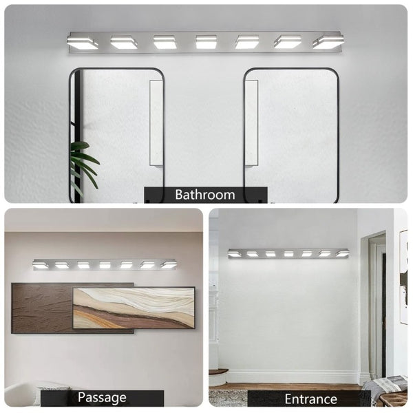English Elm Modern Chrome Seven Head LED Vanity Light Bar for Bathroom Mirror Illumination W1340P248803