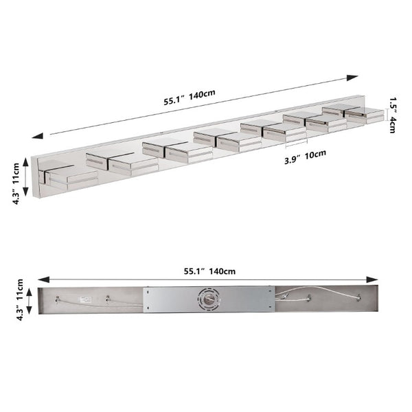 English Elm Modern Chrome Seven Head LED Vanity Light Bar for Bathroom Mirror Illumination W1340P248803