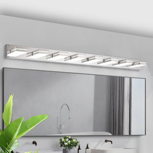 English Elm Modern Chrome Eight Head LED Vanity Bar Light for Bathroom Mirror Illumination W1340P248804