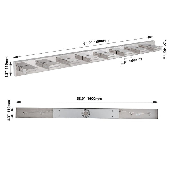 English Elm Modern Chrome Eight Head LED Vanity Bar Light for Bathroom Mirror Illumination W1340P248804