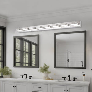 English Elm Modern Chrome Eight Head LED Vanity Bar Light for Bathroom Mirror Illumination W1340P248804