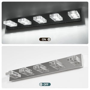 English Elm 31 Inch Chrome Five Light LED Vanity Fixture with Square Acrylic Shades for Bathroom Mirrors W1340P248807