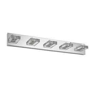 English Elm 31 Inch Chrome Five Light LED Vanity Fixture with Square Acrylic Shades for Bathroom Mirrors W1340P248807