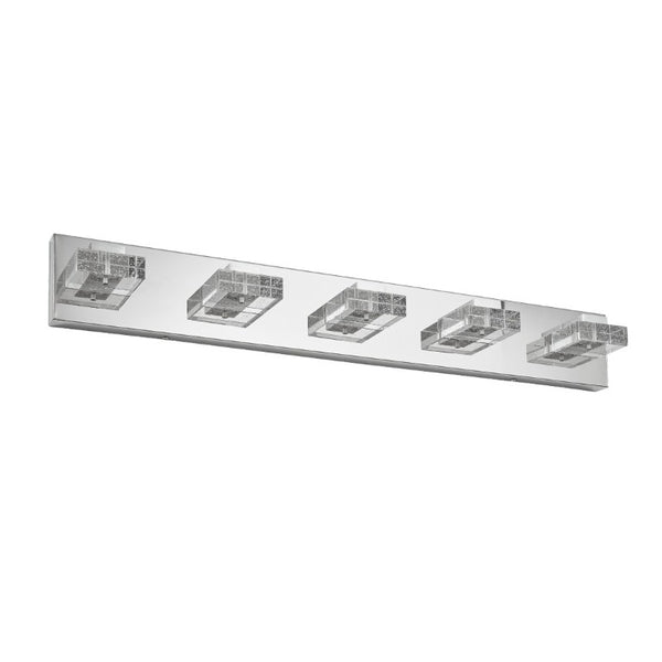 English Elm 31 Inch Chrome Five Light LED Vanity Fixture with Square Acrylic Shades for Bathroom Mirrors W1340P248807