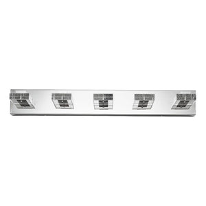 English Elm 31 Inch Chrome Five Light LED Vanity Fixture with Square Acrylic Shades for Bathroom Mirrors W1340P248807