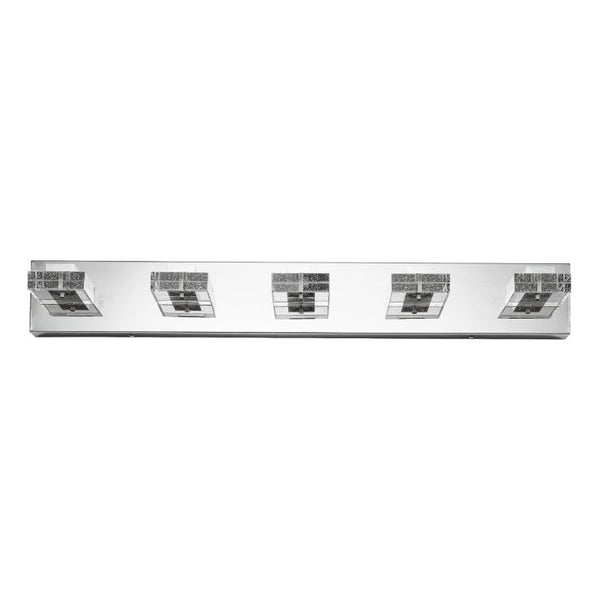 English Elm 31 Inch Chrome Five Light LED Vanity Fixture with Square Acrylic Shades for Bathroom Mirrors W1340P248807