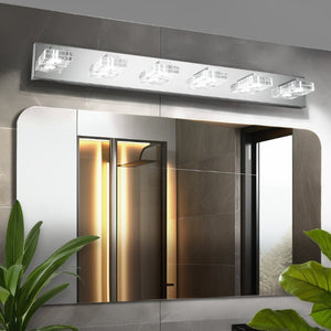 English Elm 38 Inch Chrome LED Vanity Light Six Square Acrylic Shades Bathroom Mirror Wall Fixture W1340P248808
