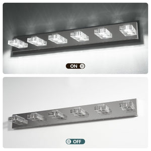 English Elm 38 Inch Chrome LED Vanity Light Six Square Acrylic Shades Bathroom Mirror Wall Fixture W1340P248808