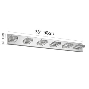 English Elm 38 Inch Chrome LED Vanity Light Six Square Acrylic Shades Bathroom Mirror Wall Fixture W1340P248808