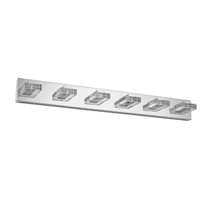 English Elm 38 Inch Chrome LED Vanity Light Six Square Acrylic Shades Bathroom Mirror Wall Fixture W1340P248808