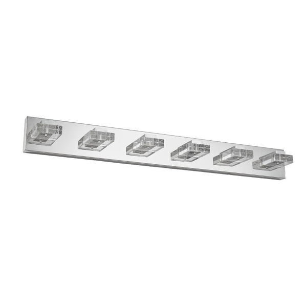 English Elm 38 Inch Chrome LED Vanity Light Six Square Acrylic Shades Bathroom Mirror Wall Fixture W1340P248808
