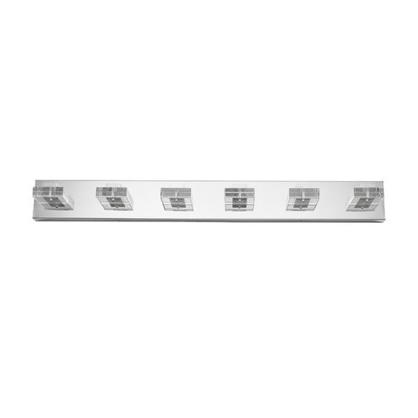 English Elm 38 Inch Chrome LED Vanity Light Six Square Acrylic Shades Bathroom Mirror Wall Fixture W1340P248808